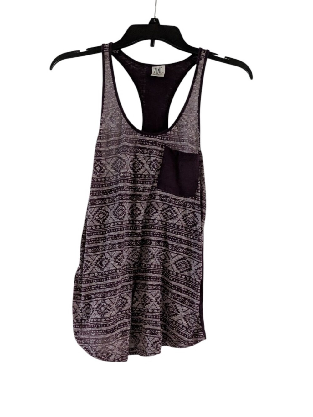 Zine Clothing Purple Aztec Racerback Tank with Solid Pocket Size M